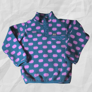 Patagonia Girl's Synchilla Lightweight Polka Dot Snap T Pullover, Size Large 12